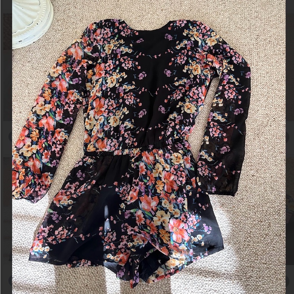Lucca Couture Black Floral Romper